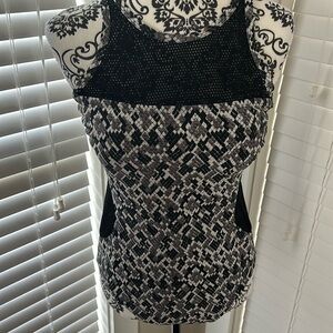 Coastal Blue Black and White Mesh One Piece Swimsuit size Large